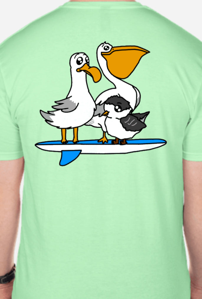 Surfer Birds Softstyle Beach T-Shirt