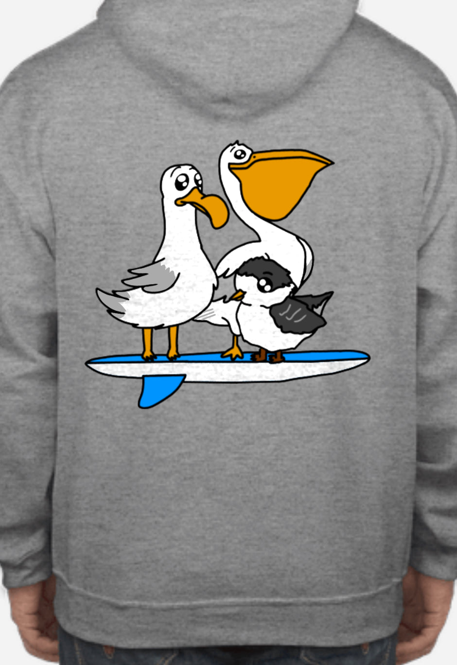 Surfer Birds Beach Hoodie