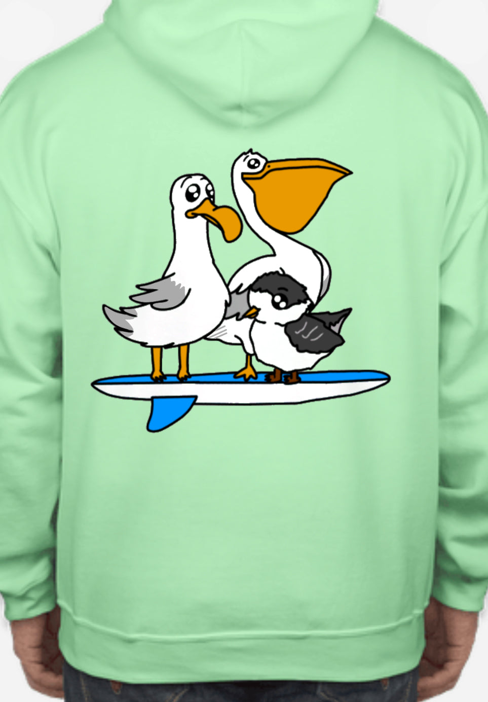 Surfer Birds Beach Hoodie